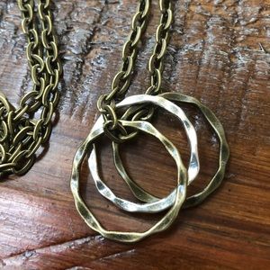 Bronze triple hoop necklace and matching earrings